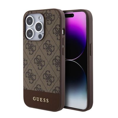 Guess puzdro plastové Apple iPhone 15 Pro GUHMP15LG4GLBR hnedé