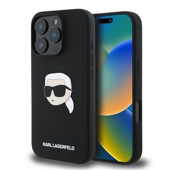 Karl Lagerfeld puzdro gumené Apple iPhone 16 Pro KLHMP16LSKHPPLK čierne