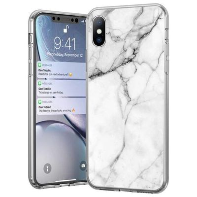 Puzdro gumené Apple iPhone X/XS Marble biele